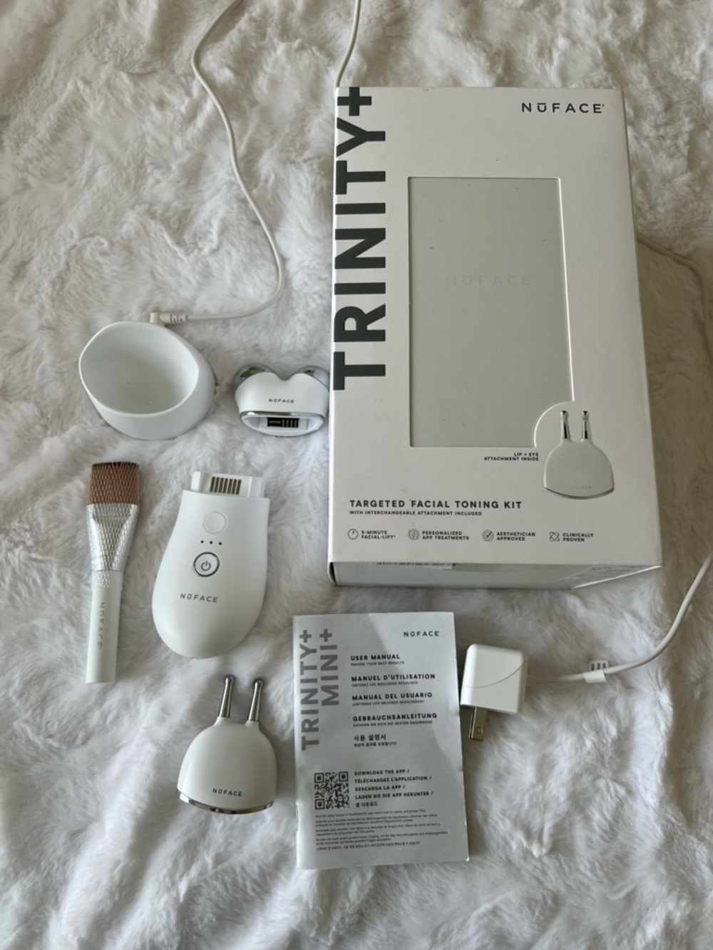 NuFACE Trinity+ Facial Toning Kit in White includes lip and eye tool